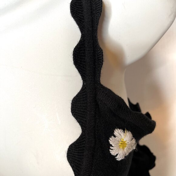 For Love & Lemons Daisy Knit Bra Size XS Black Yellow Floral Crop Top Bralette S - Picture 8 of 10